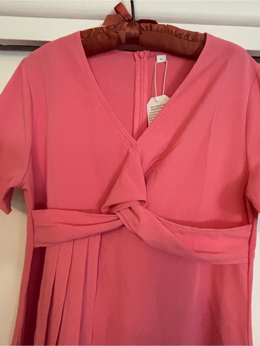 Women's Pink Knot-Front Midi Dress - Picture 2 of 5